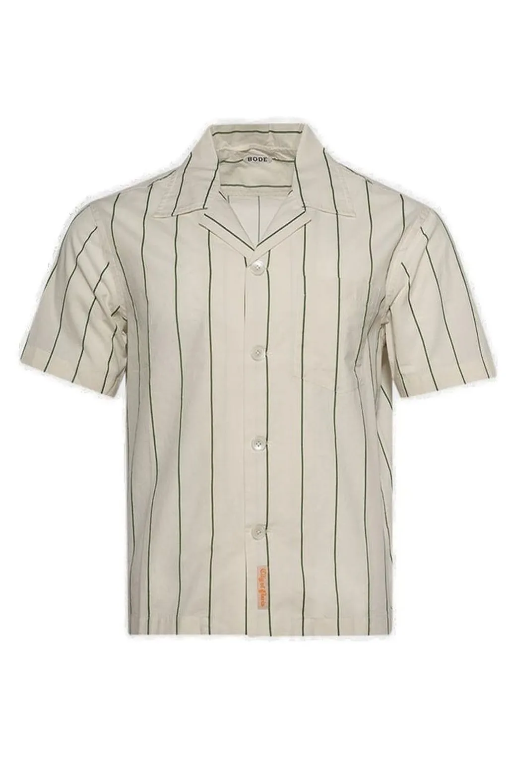 Bode Celery Striped Short Sleeve Shirt