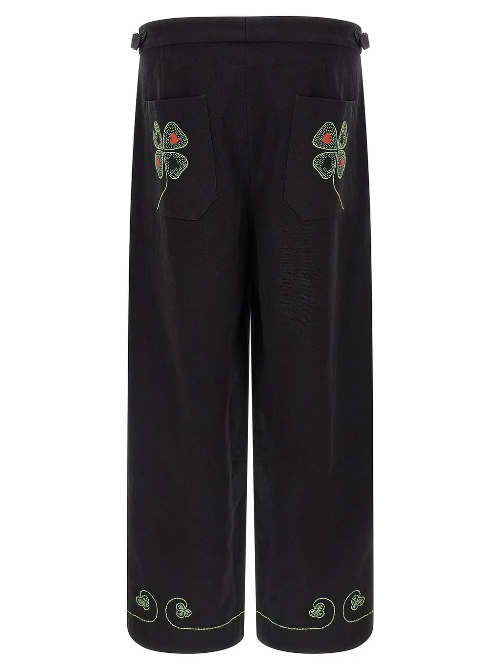 Bode Lucky Draw Embroidered Wide-Leg Pants