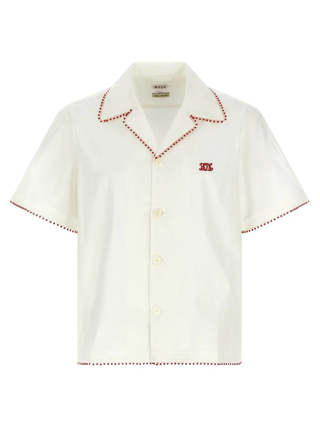 Bode Redbud Lace-Trim Bowling Shirt
