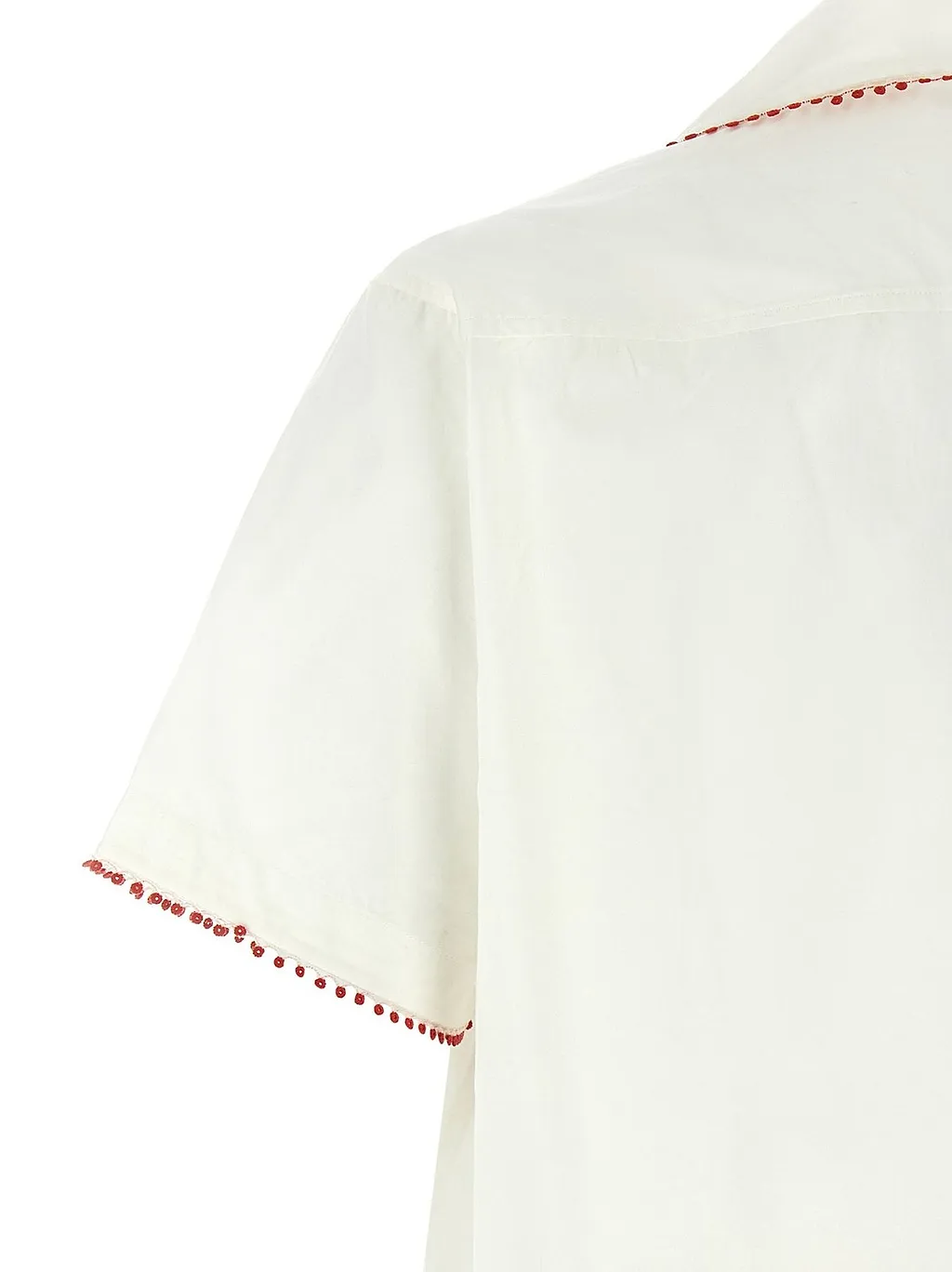 Bode Redbud Lace-Trim Bowling Shirt