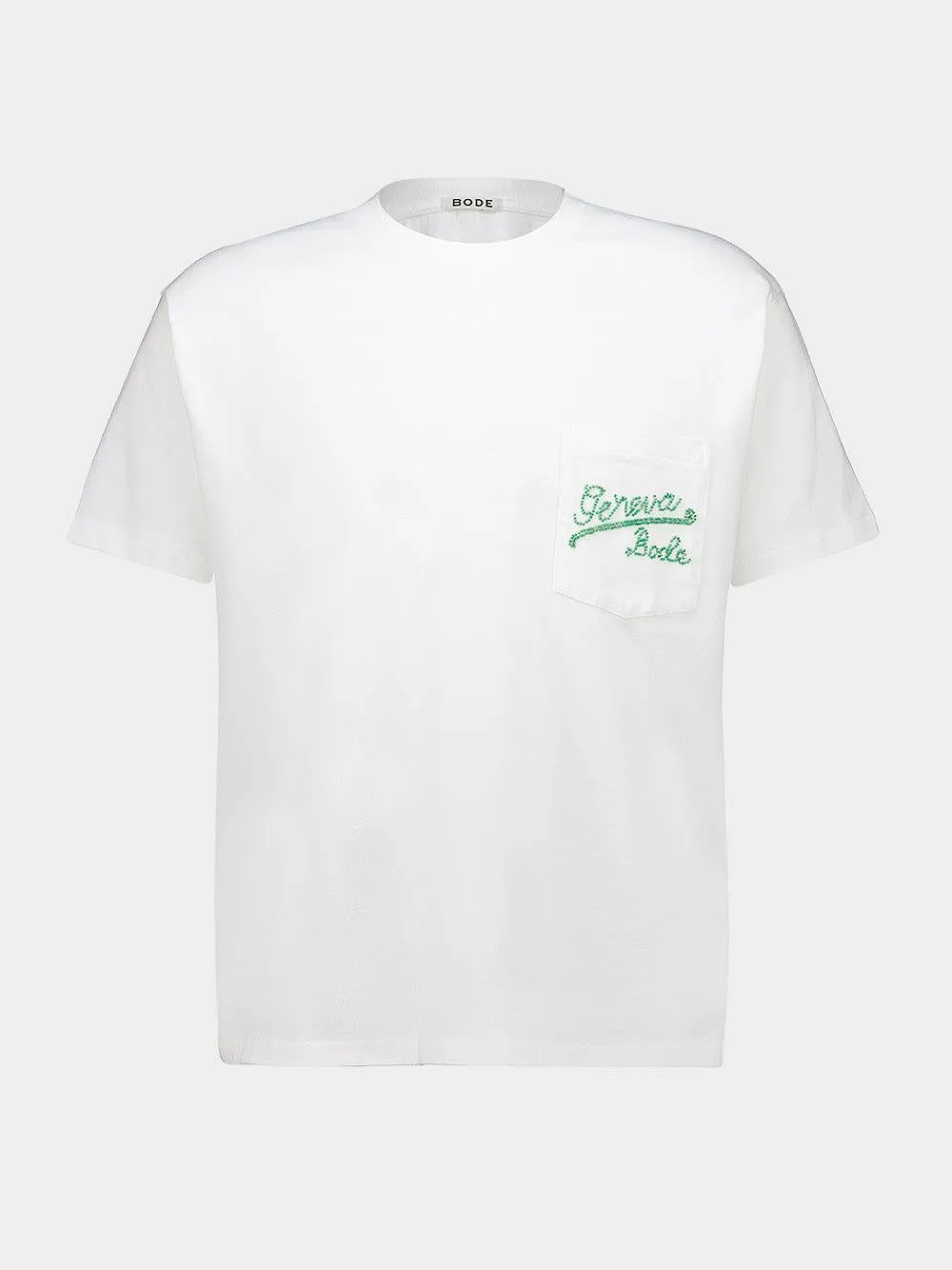 Bode Geneva Logo Beaded Crewneck T-Shirt