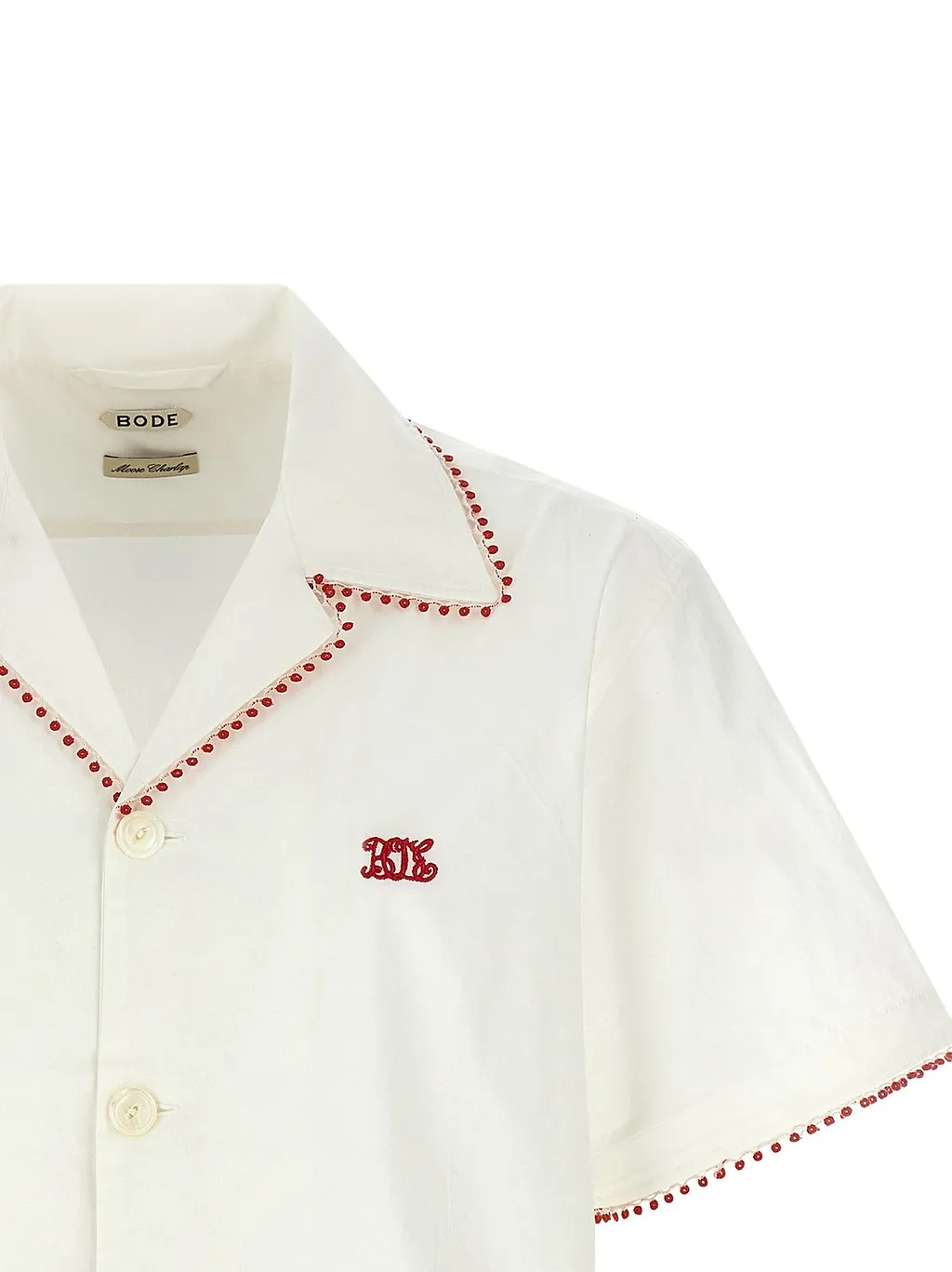 Bode Redbud Lace-Trim Bowling Shirt