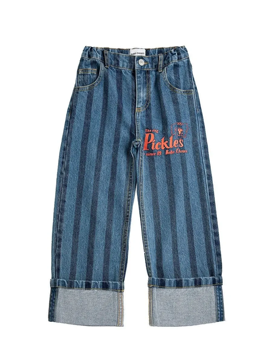 Bobo Choses Pickles Striped Wide-Leg Jeans