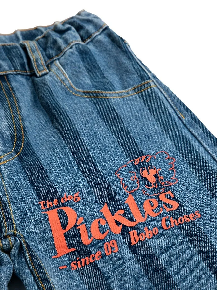 Bobo Choses Pickles Striped Wide-Leg Jeans