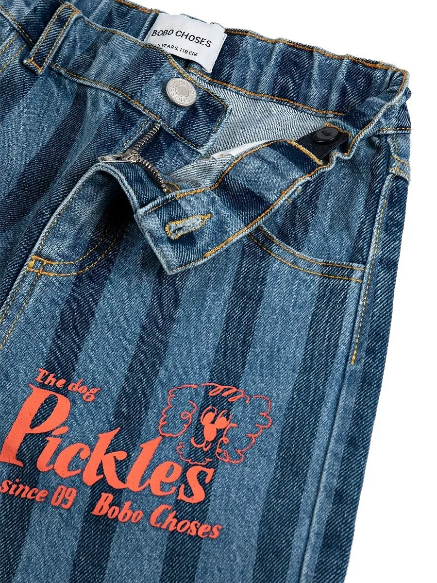 Bobo Choses Pickles Striped Wide-Leg Jeans