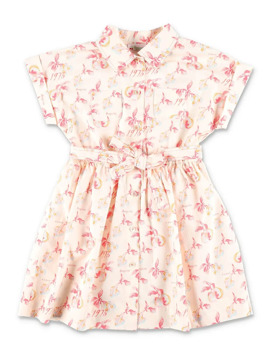 Bonpoint Belted Waist Floral Printed Shirt Dress