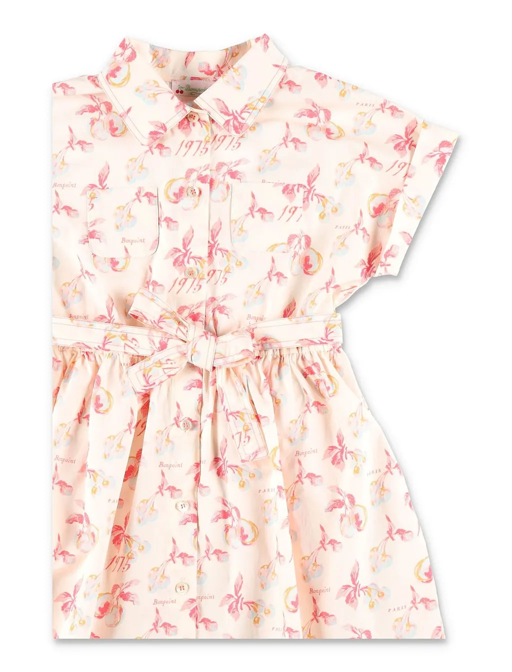 Bonpoint Belted Waist Floral Printed Shirt Dress