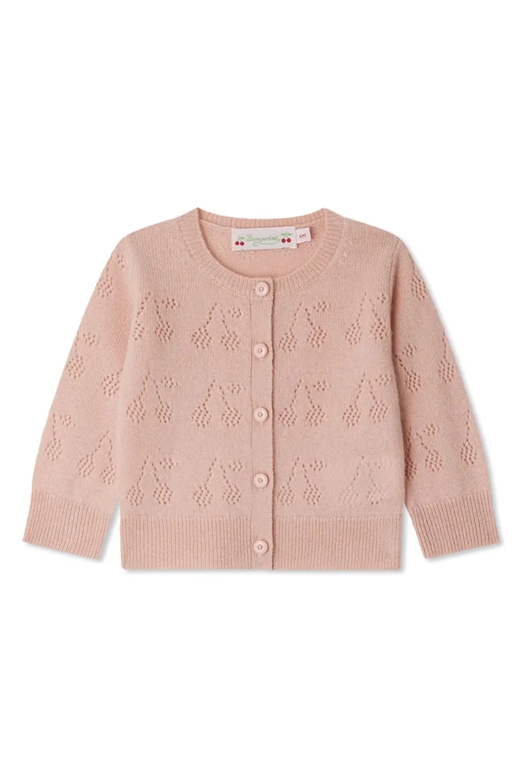 Bonpoint Cherry Patterned Crewneck Cardigan