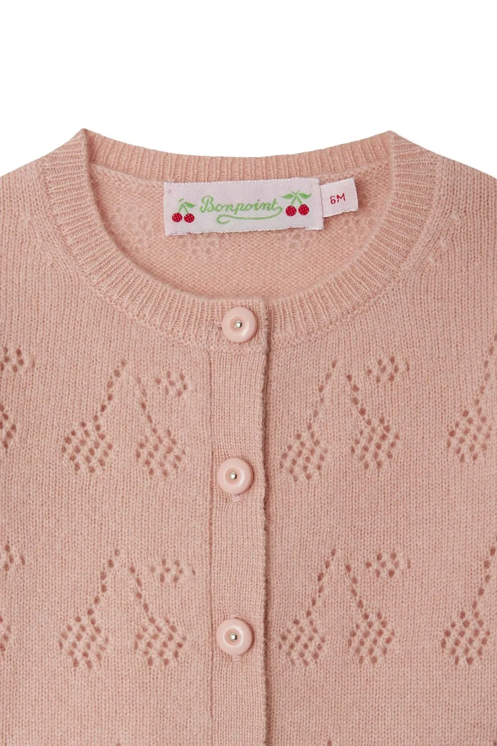 Bonpoint Cherry Patterned Crewneck Cardigan