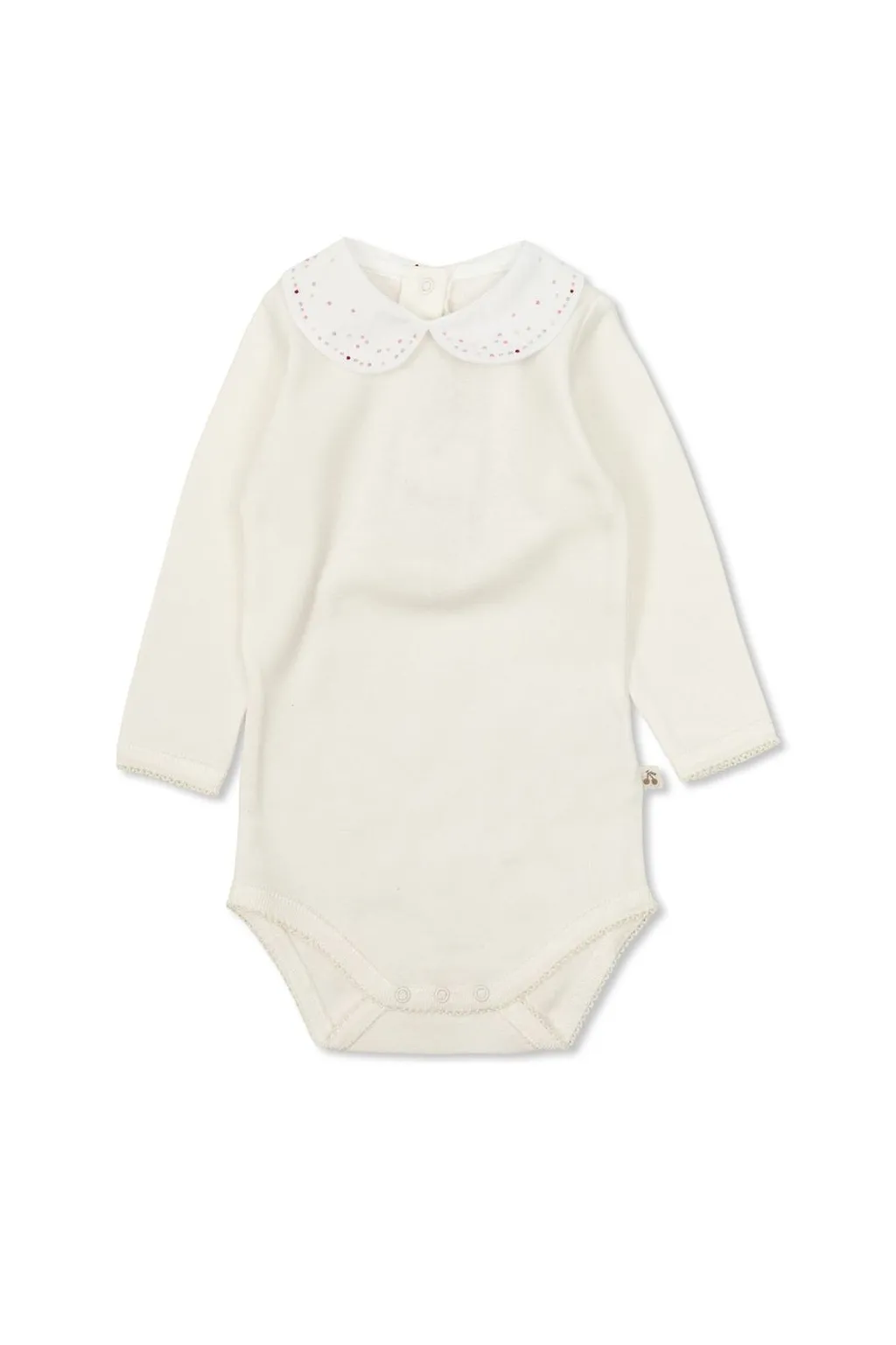 Bonpoint Cygne Hand-Embroidered Polka Dot Bodysuit