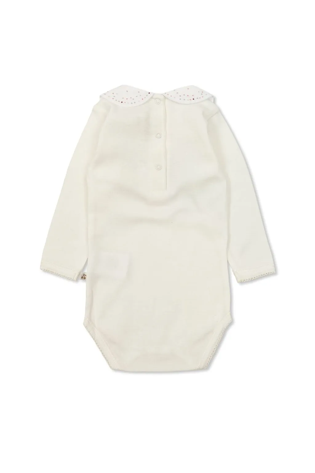 Bonpoint Cygne Hand-Embroidered Polka Dot Bodysuit
