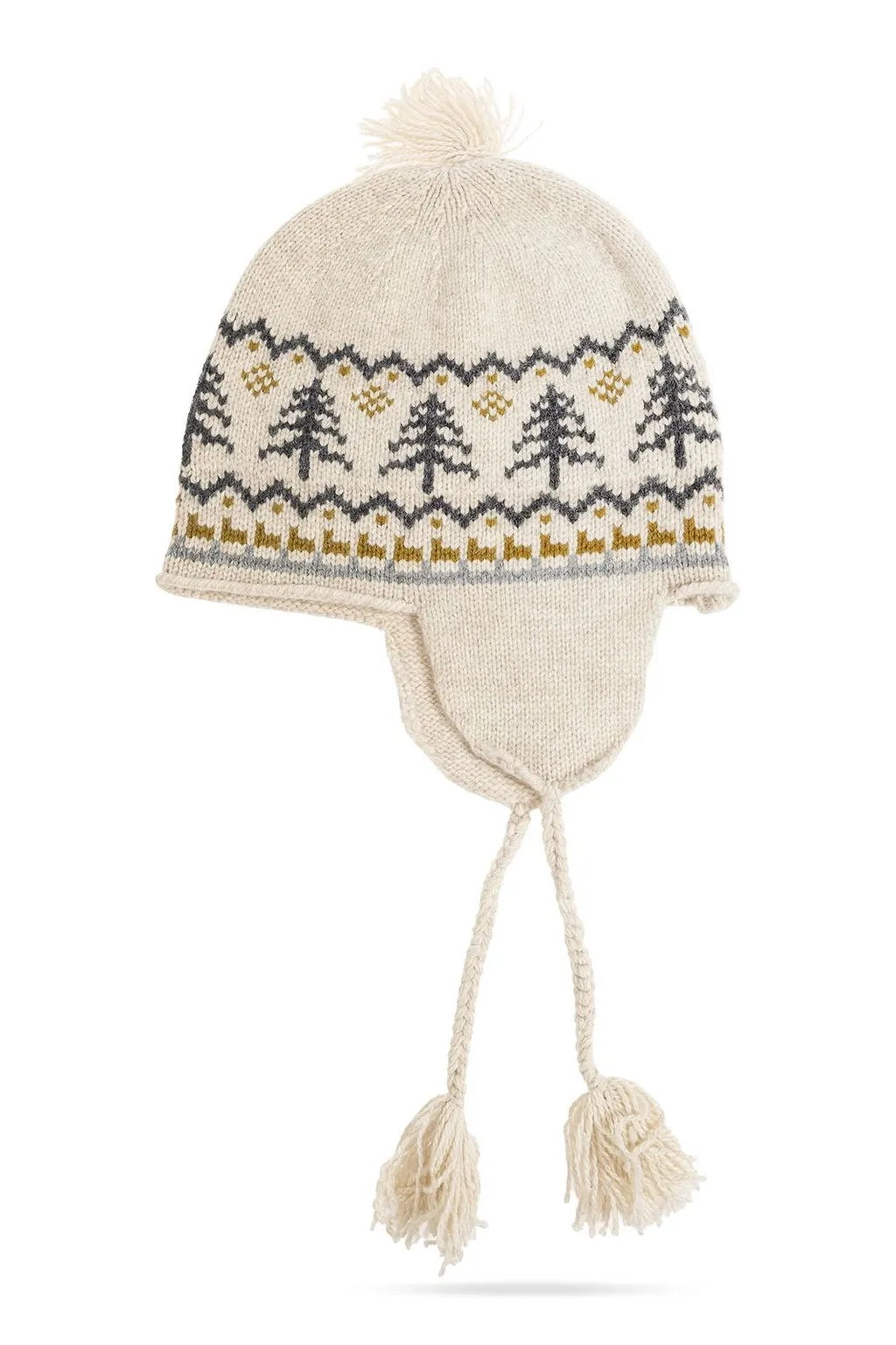 Bonpoint Fair Isle-Knit Pompom Tassel-Tie Beanie