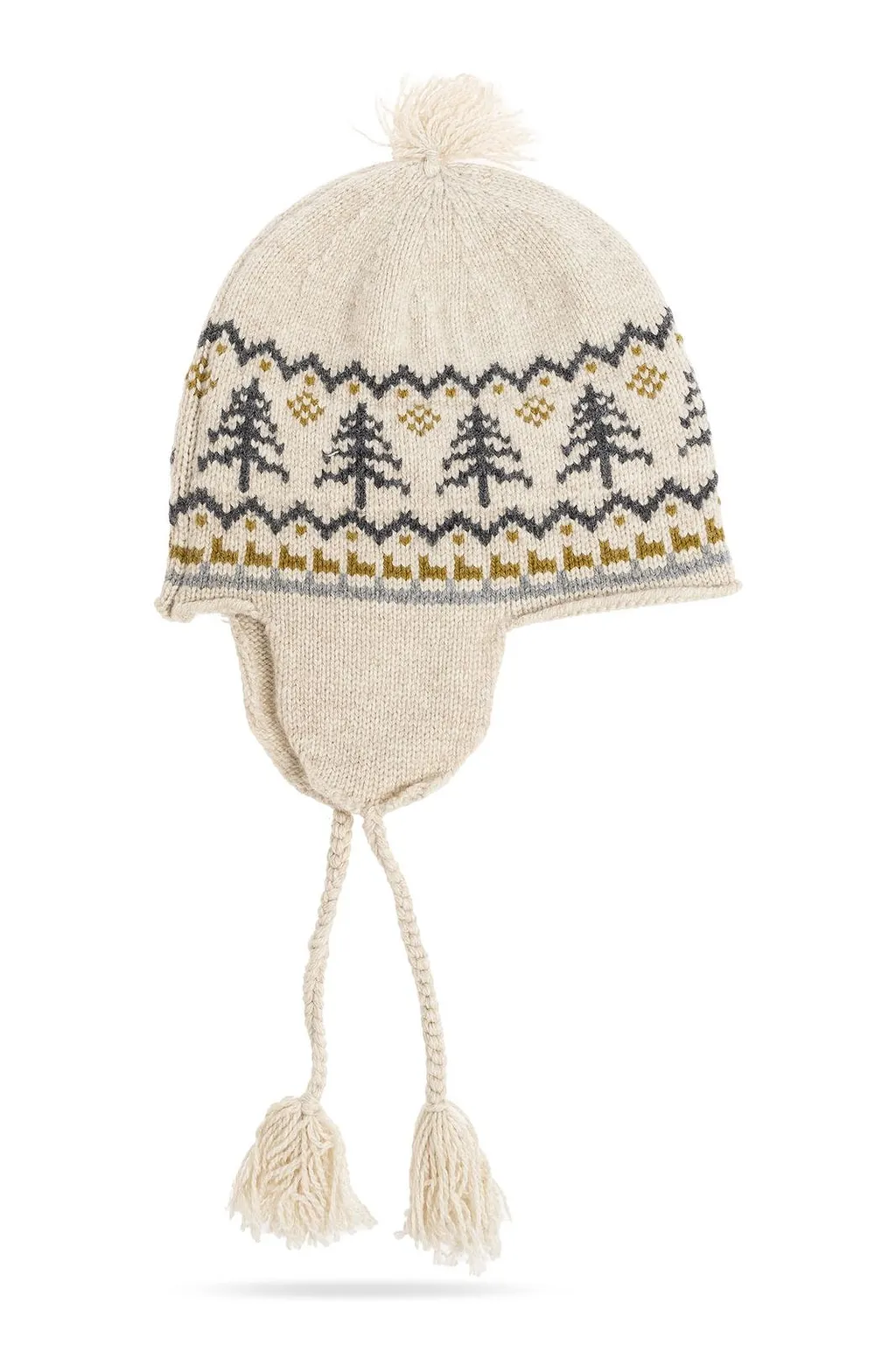 Bonpoint Fair Isle-Knit Pompom Tassel-Tie Beanie