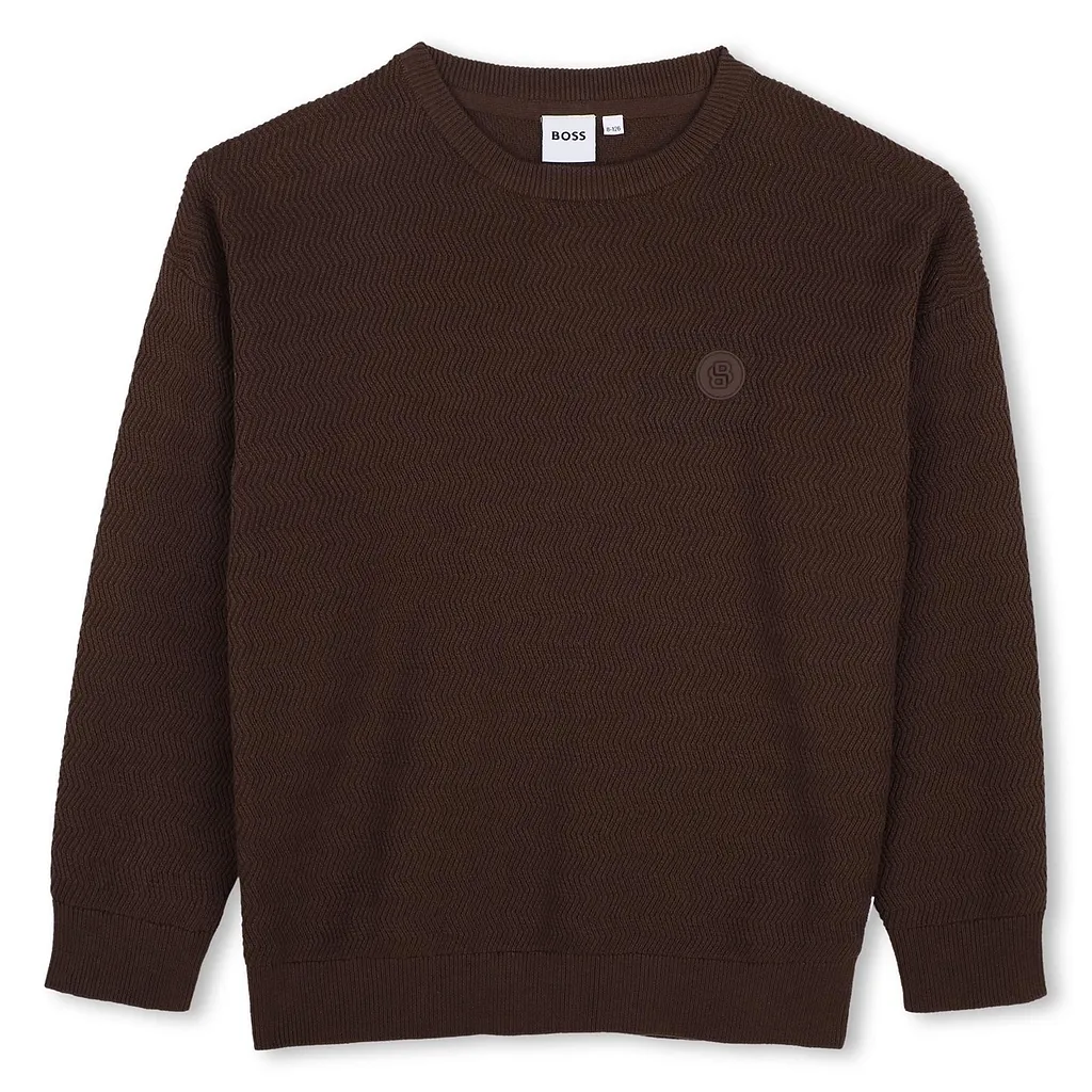 Boss Kids Logo Patch Crewneck Sweatshirt