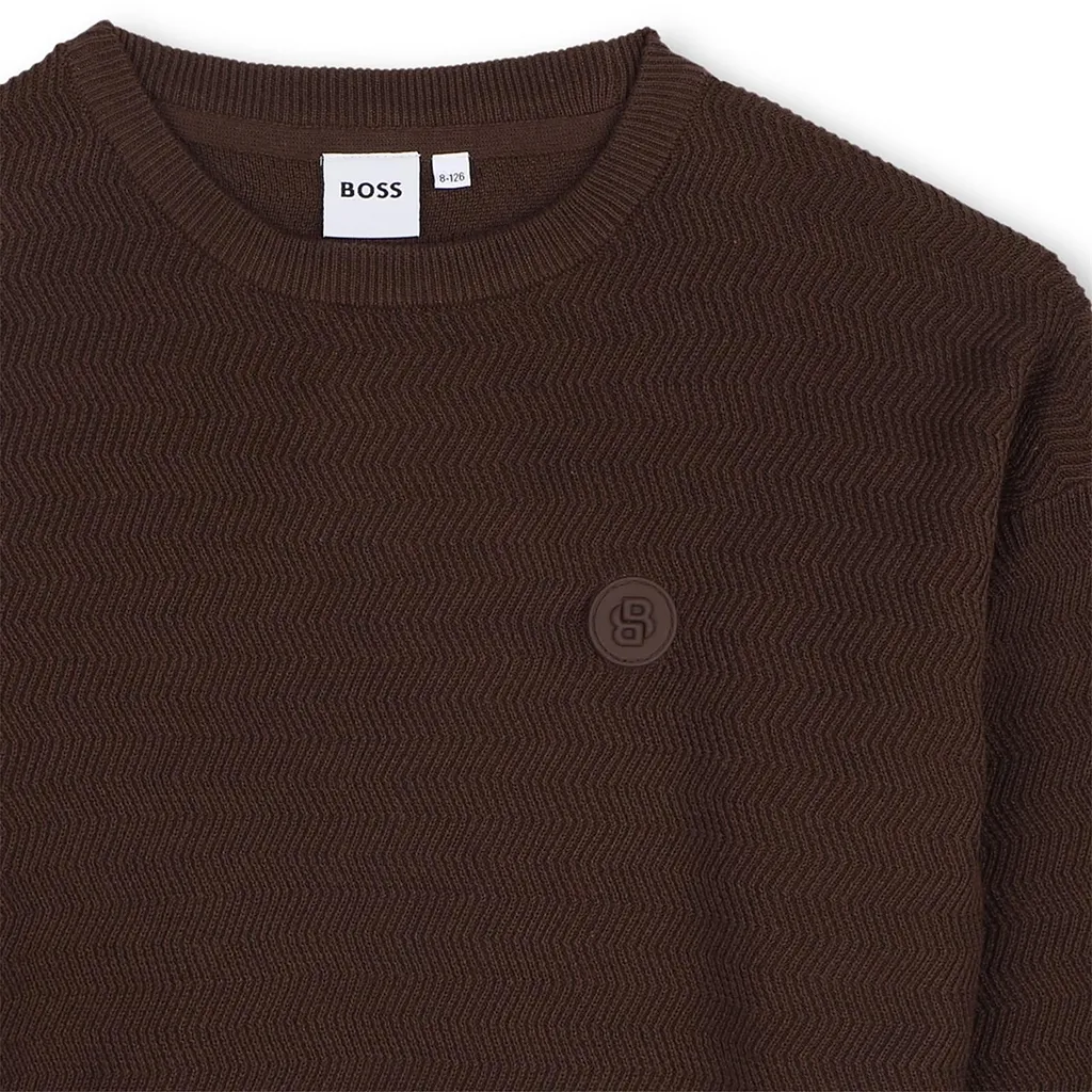Boss Kids Logo Patch Crewneck Sweatshirt