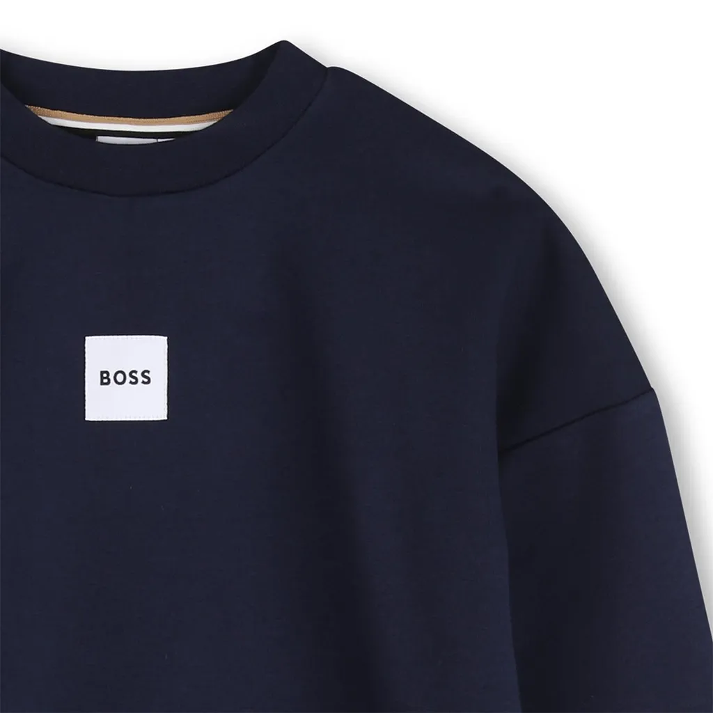 Boss Kids Logo Patch Crewneck Sweatshirt