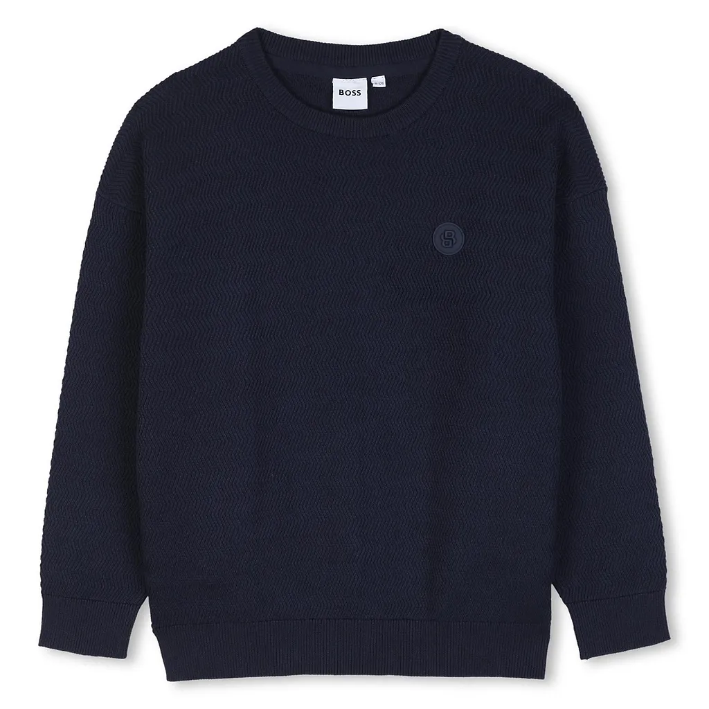 Boss Kids Logo Patch Crewneck Sweatshirt