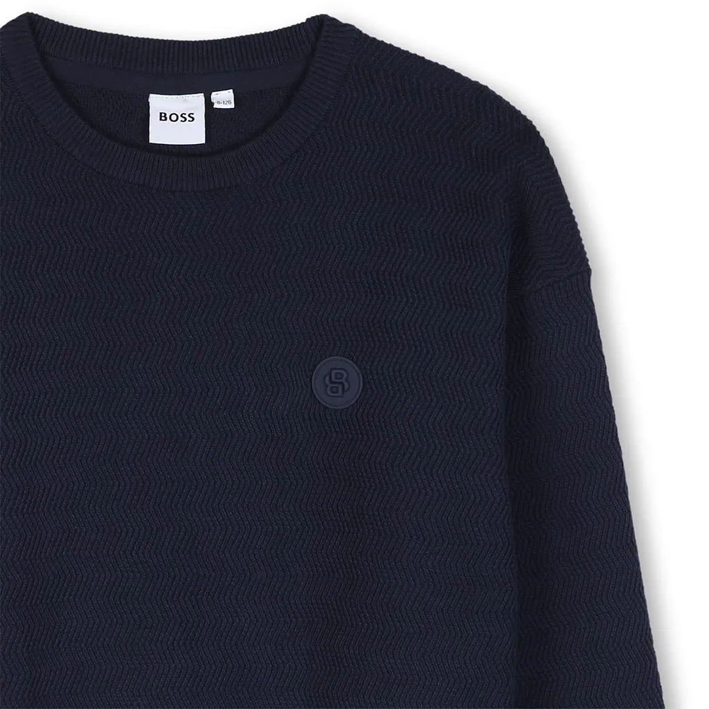 Boss Kids Logo Patch Crewneck Sweatshirt
