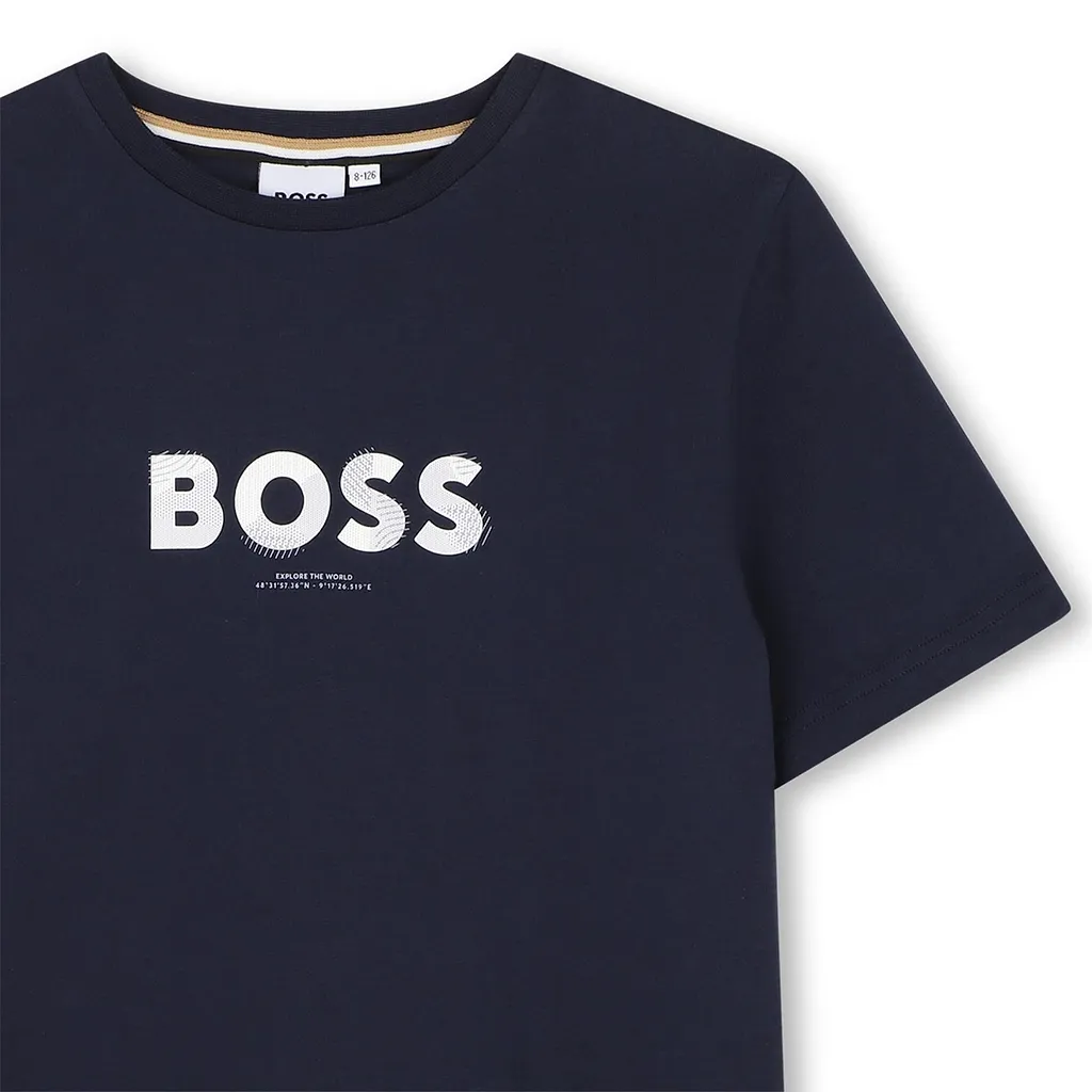 Boss Kids Logo Printed Crewneck T-Shirt