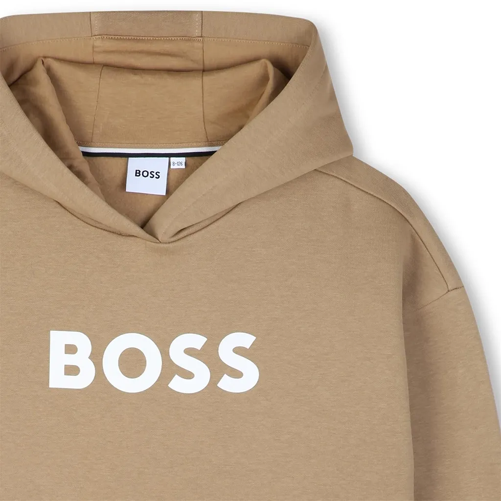 Boss Kids Logo Printed Long-Sleeved Hoodie