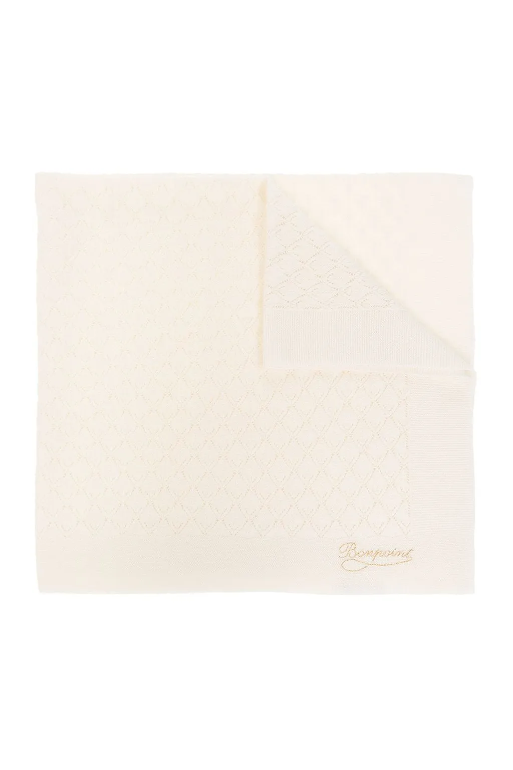 Bonpoint Openwork Pattern Logo Printed Blanket
