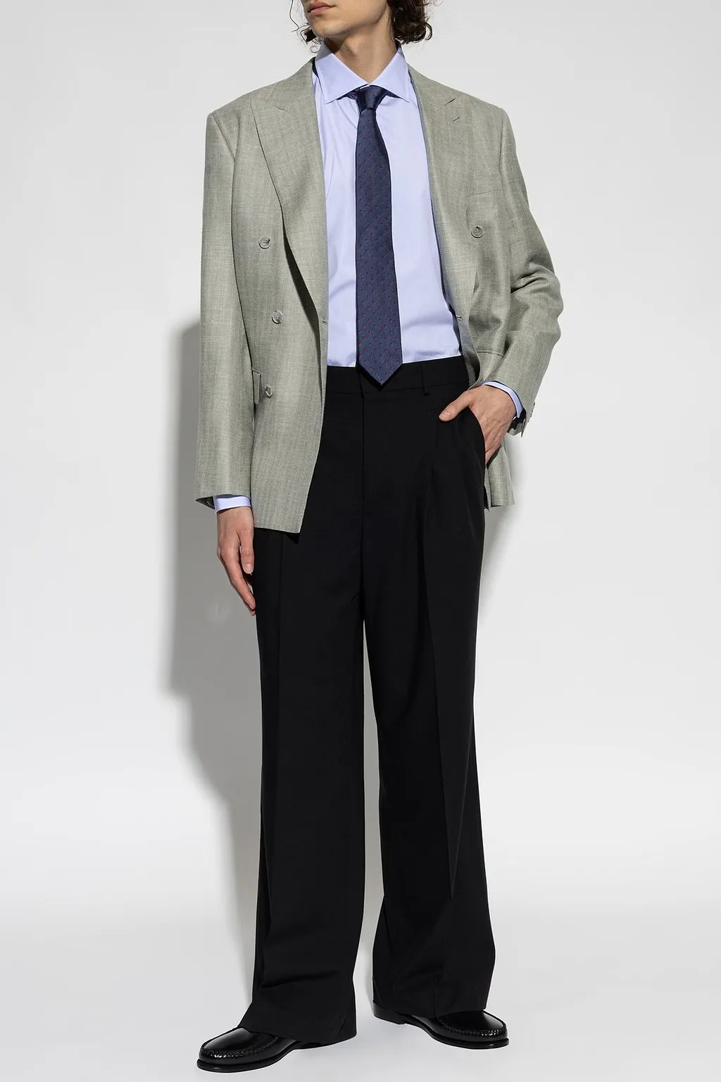 Brioni Striped Spread-Collar Shirt