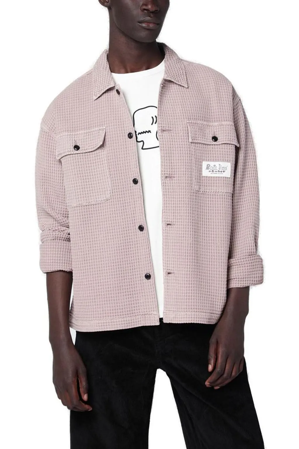 Brain Dead Waffle Button Front Shirt
