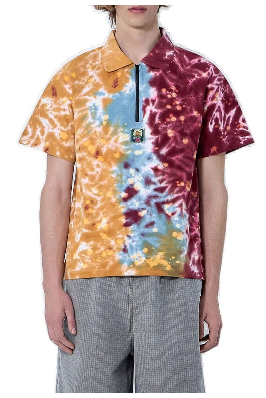 Brain Dead Zip Collar Patterned Polo Shirt