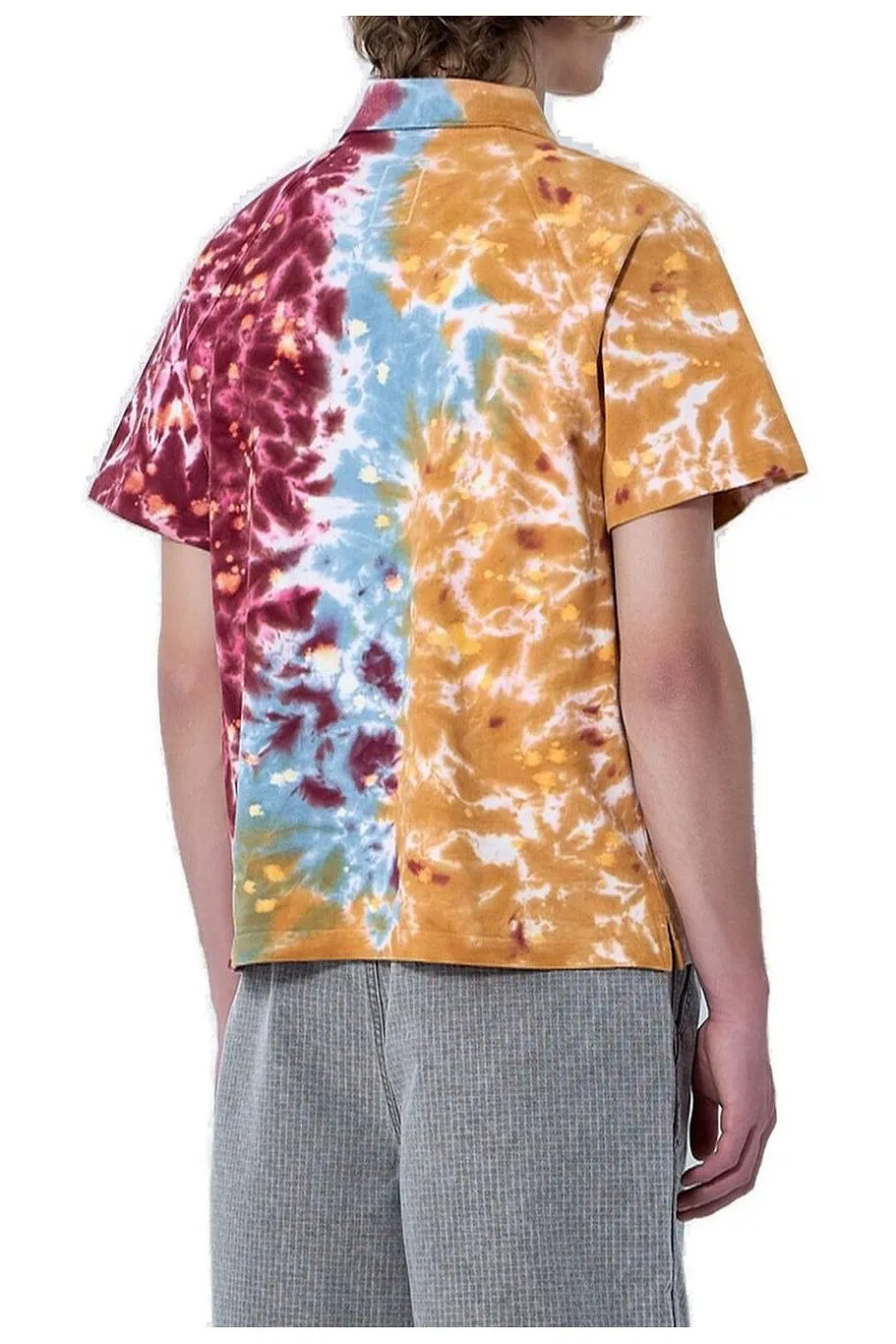 Brain Dead Zip Collar Patterned Polo Shirt