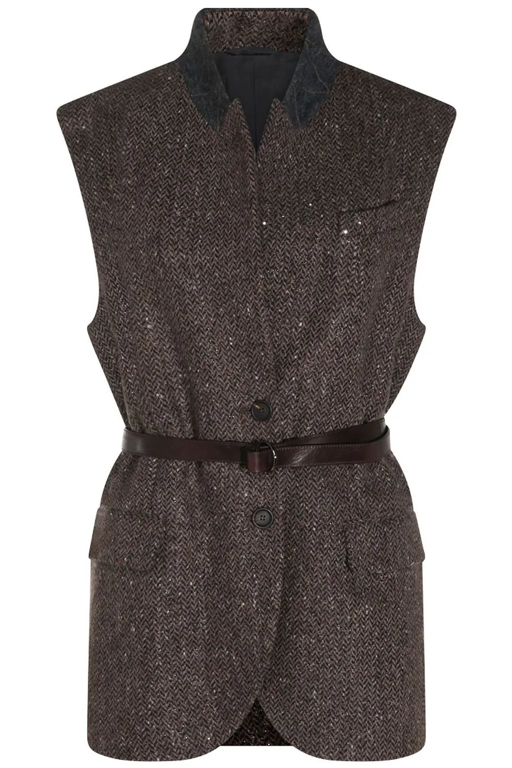Brunello Cucinelli Chevron Belted Vest