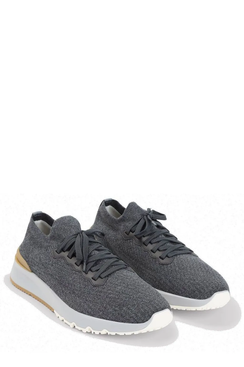 Brunello Cucinelli Knitted Lace-Up Sneakers