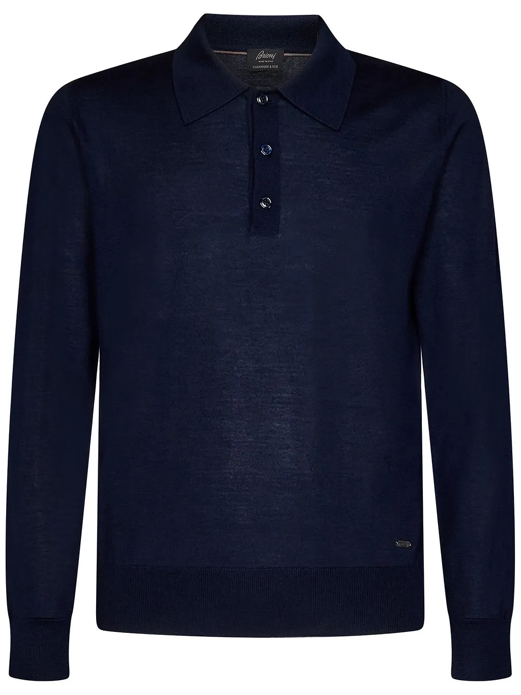 Brioni Long-Sleeved Fine Knit Polo Shirt
