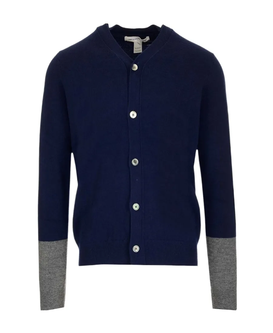 Comme Des GarÇOns V-Neck Contrast Cuff Cardigan