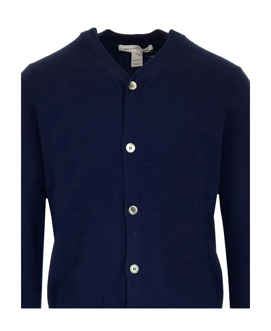 Comme Des GarÇOns V-Neck Contrast Cuff Cardigan