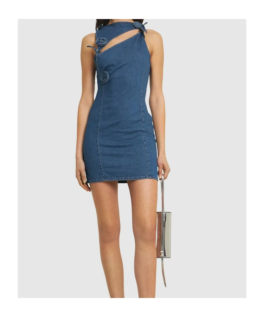 Asymmetrical Denim Mini Dress