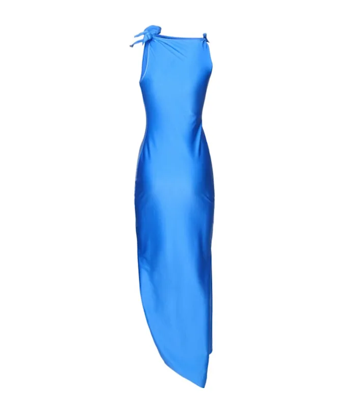Asymmetric Stretch Jersey Dress