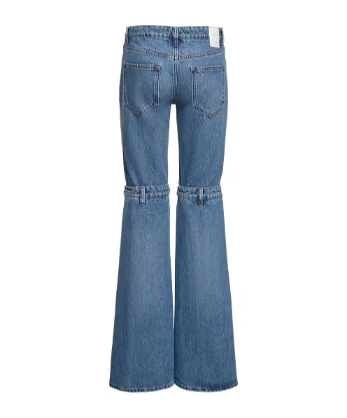 Button Knee Denim Trousers