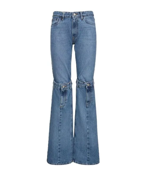 Button Knee Denim Trousers