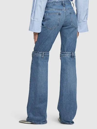Button Knee Denim Trousers