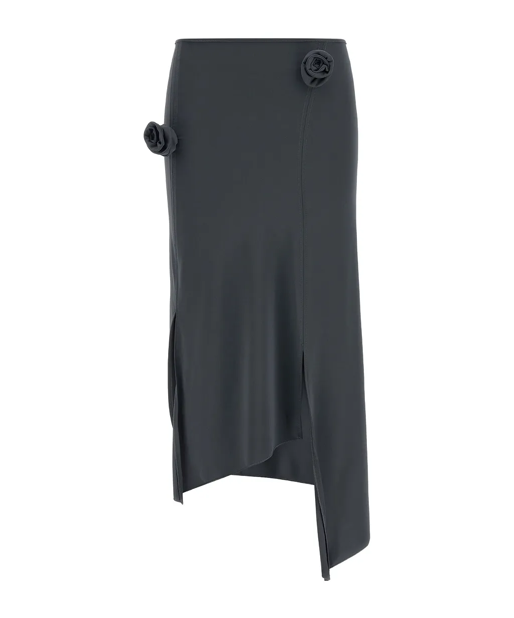 Flower Slit Asymmetric Hem Skirt