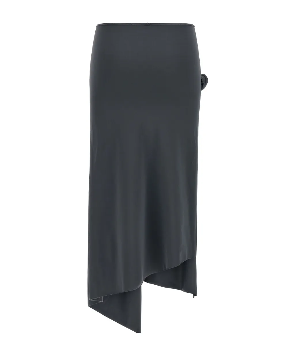 Flower Slit Asymmetric Hem Skirt