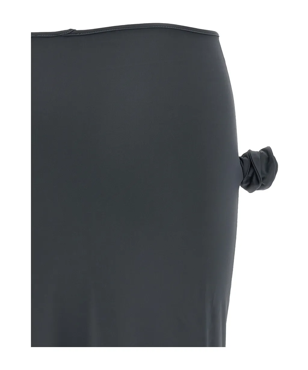 Flower Slit Asymmetric Hem Skirt
