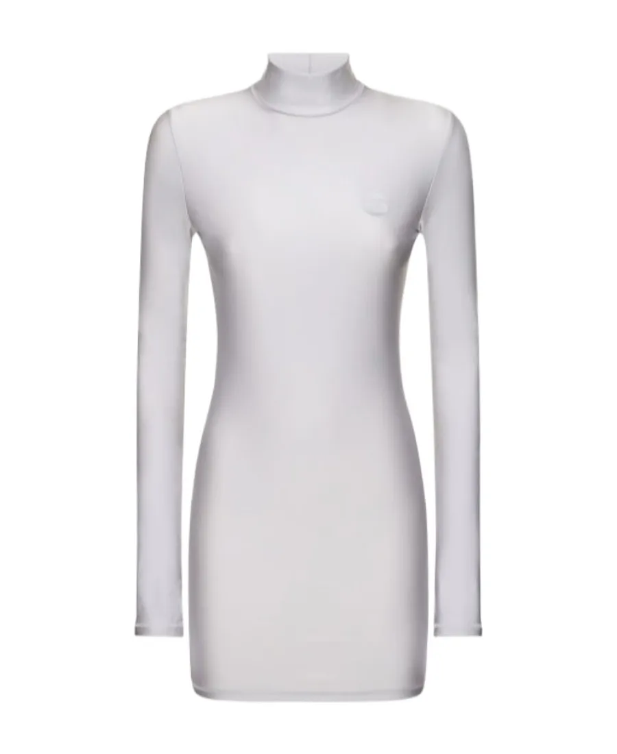 High-Necked Long-Sleeved Mini Dress