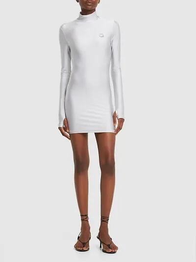High-Necked Long-Sleeved Mini Dress
