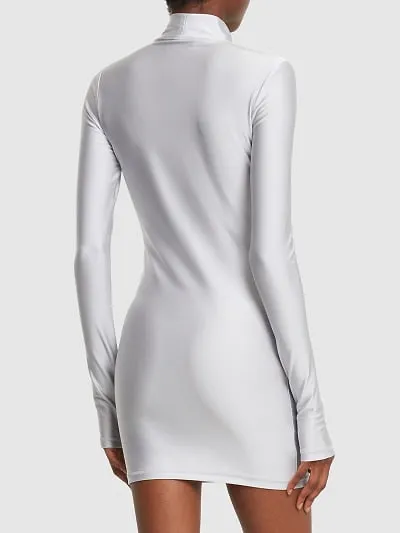 High-Necked Long-Sleeved Mini Dress
