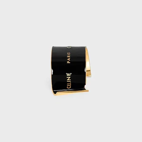 Ribbon Large Cuff In Enamel And Brass With Gold Finish