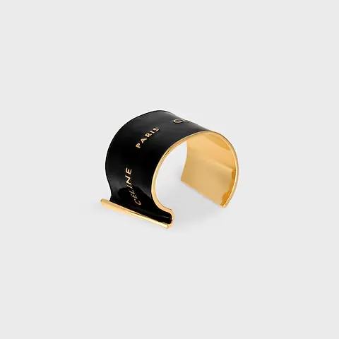 Ribbon Large Cuff In Enamel And Brass With Gold Finish