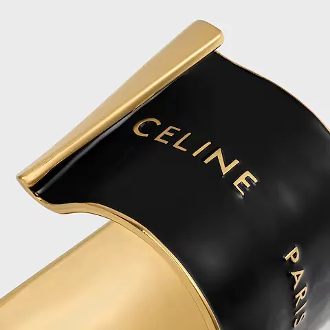 Ribbon Large Cuff In Enamel And Brass With Gold Finish