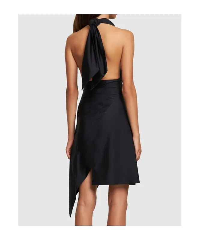 Racing Halter Neck Jersey Mini Dress