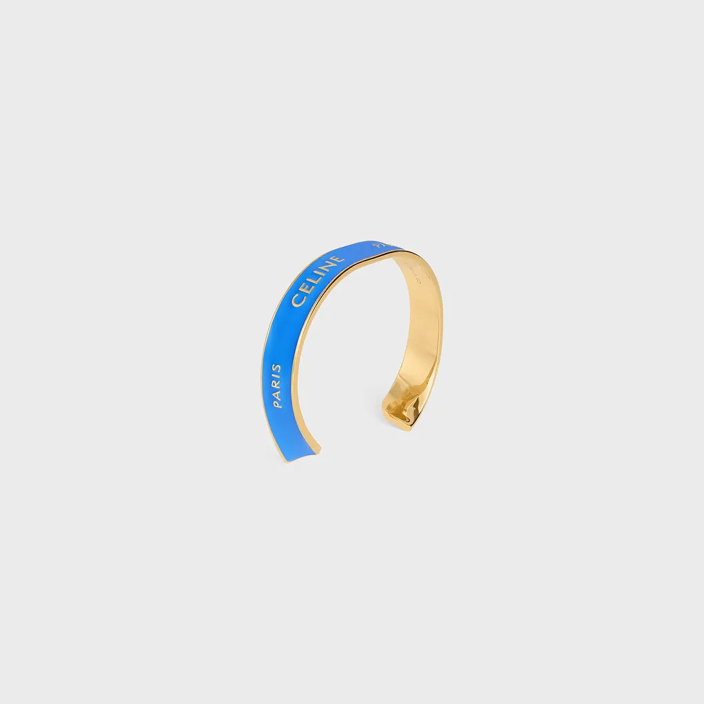 Celine Ribbon Small Cuff In Enamel And Brass With Gold Finish